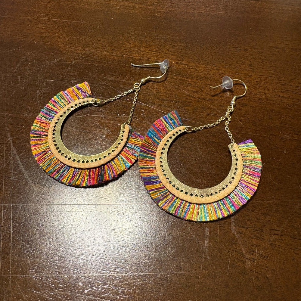 Multicolor Fringe Earrings - Picture 4 of 4
